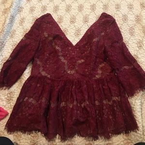 Anthropologie lace blouse with zipper back